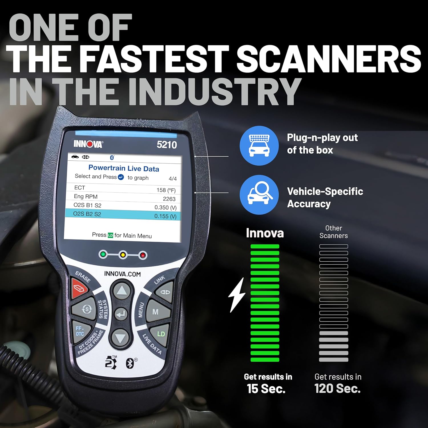 5210 OBD2 Scanner & Engine Code Reader, Battery Tester, Live Data, Oil Reset, Car Diagnostic Tool for Most Vehicles
