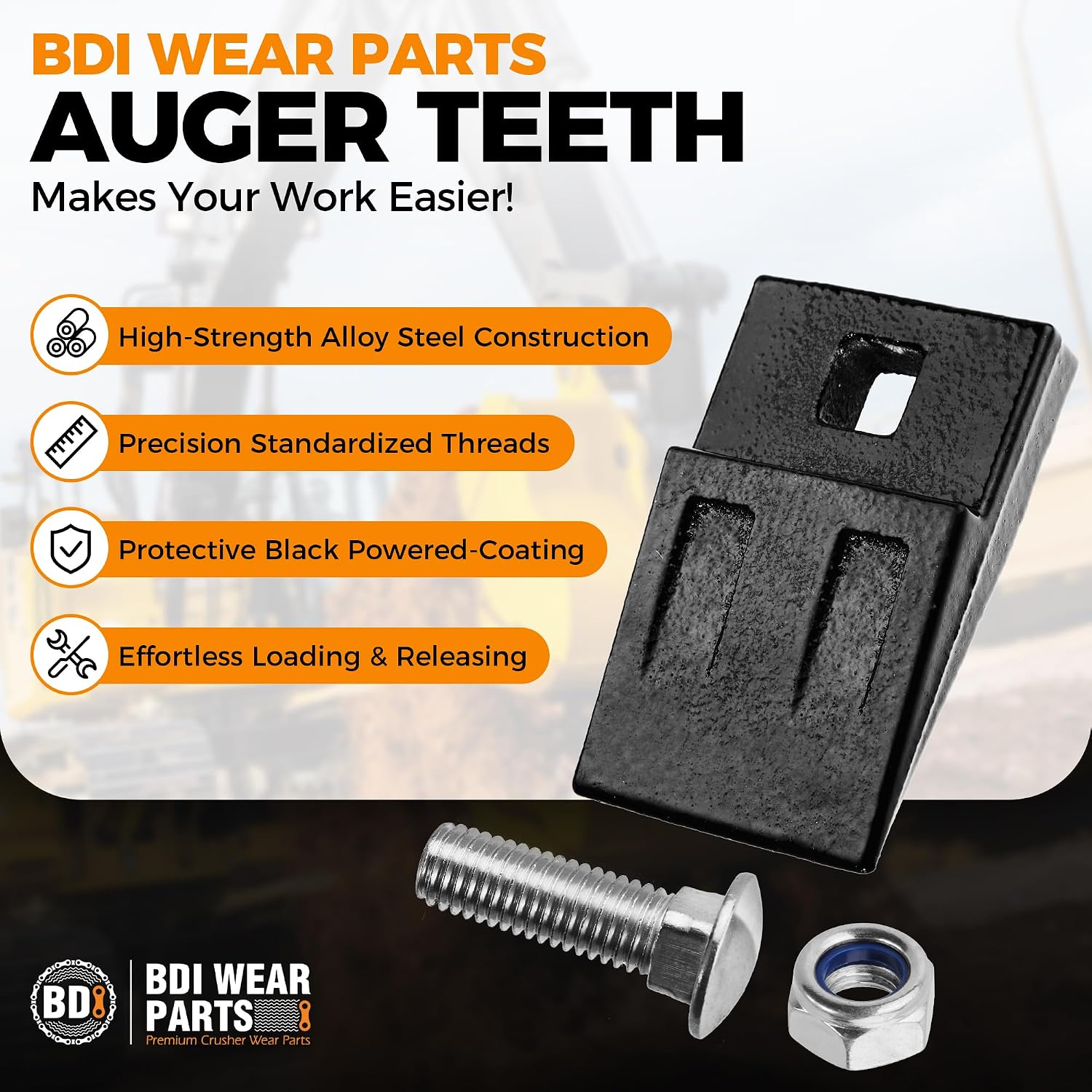BDI Wear Part 3 Point Auger Cutting Edge, Hole Replacement Auger Teeth with Hardware for Most Heavy Duty 3 Point Post
