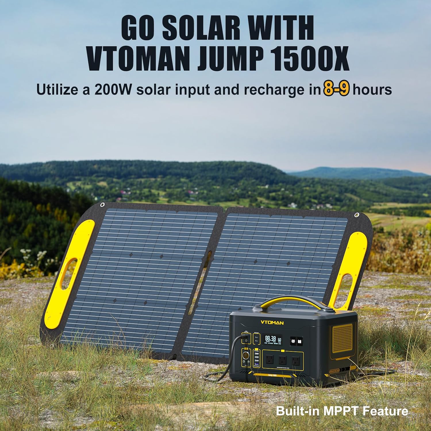 Jump 1500X Portable Power Station with 110W Solar Panel | 828Wh LiFePo4 Solar Generator Kit with 1500W Pure Sine Wave