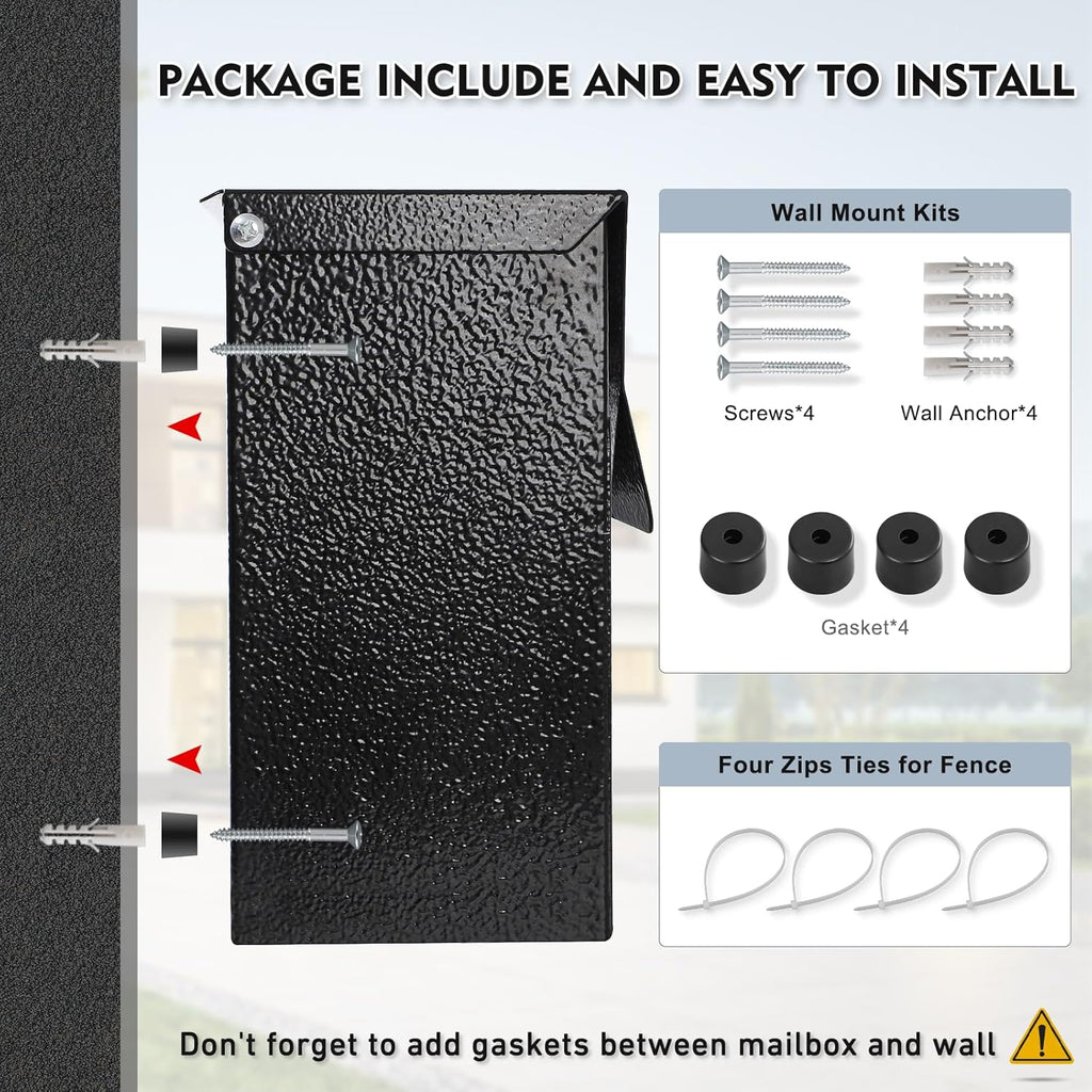 Wall-Mount Mailbox, Large Capacity Mail Box, Mailboxes for Outside, Galvanized Steel Rust-Proof Metal Post Box