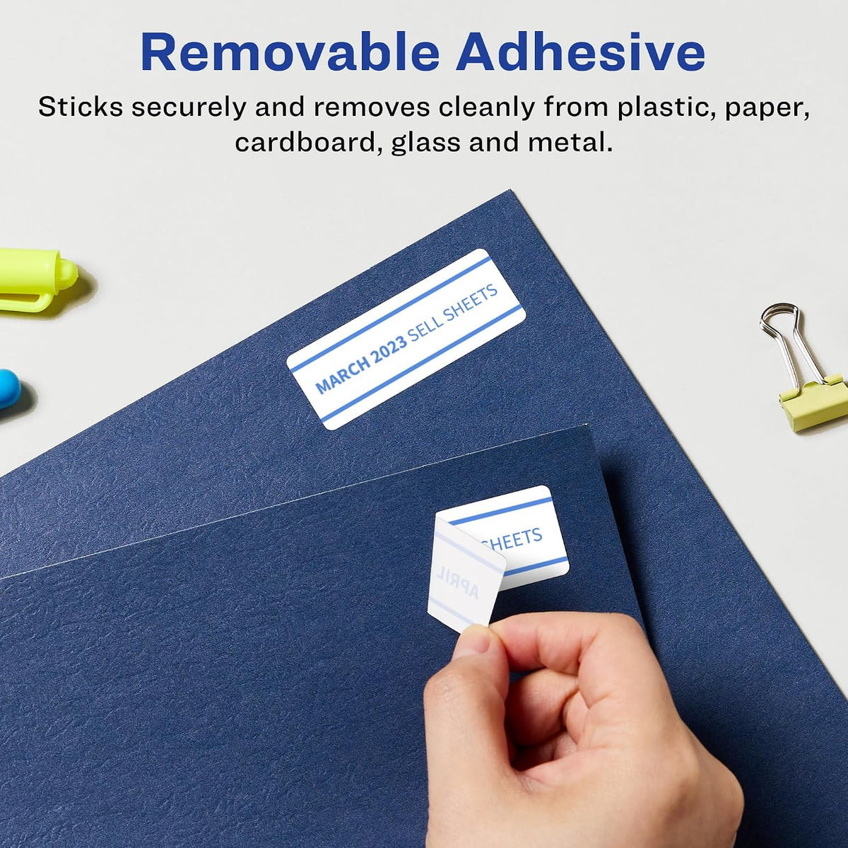 Matte White Removable Rectangle Labels, Sure Feed Technology, Print-to-The-Edge, 1" x 3", 400 Removable Labels