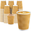 150 Pack 12 oz Disposable Coffee Cups, Insulated Corrugated Paper Cups