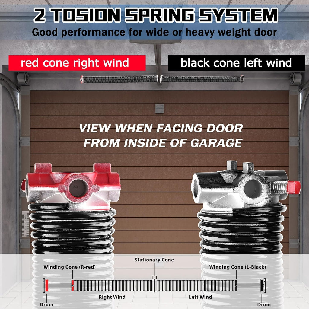 Pair of 2" Garage Door Spring (0.234X2"X29") with Winding Bars, L&R