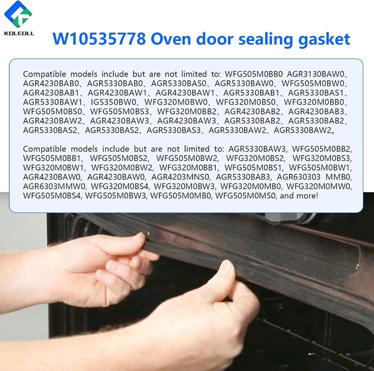 W10535778 Range Oven Door Gasket Compatible with Whirlpool Amana Maytag
