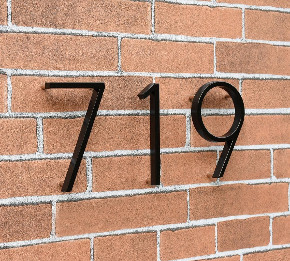 5" Stainless Steel Floating House Number, Metal Modern House Numbers (1) | Outdoor Signs, Mailbox Decor Number for