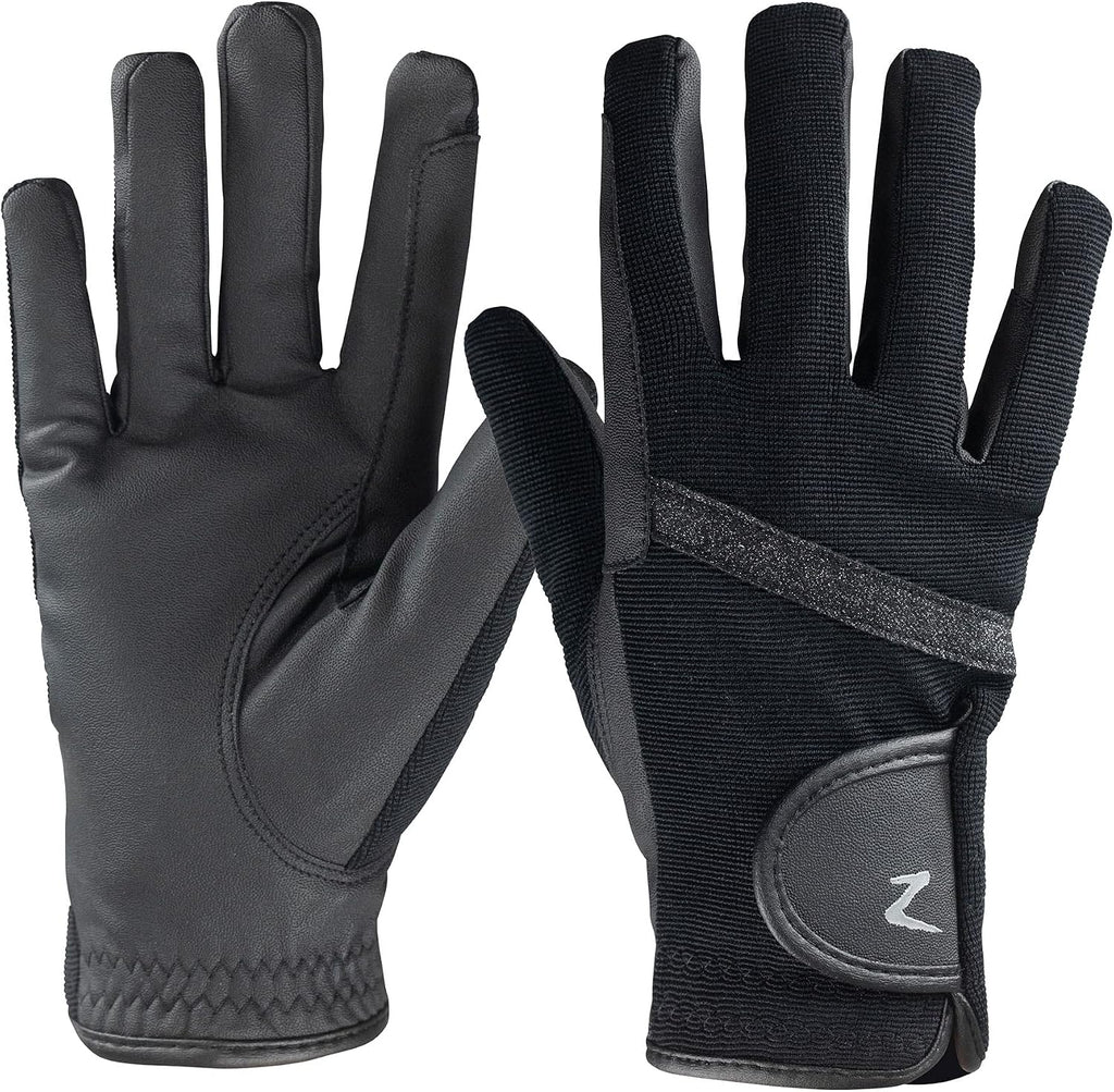 Horse Riding Gloves Equestrian Women, Strong PU Grip Leather Design