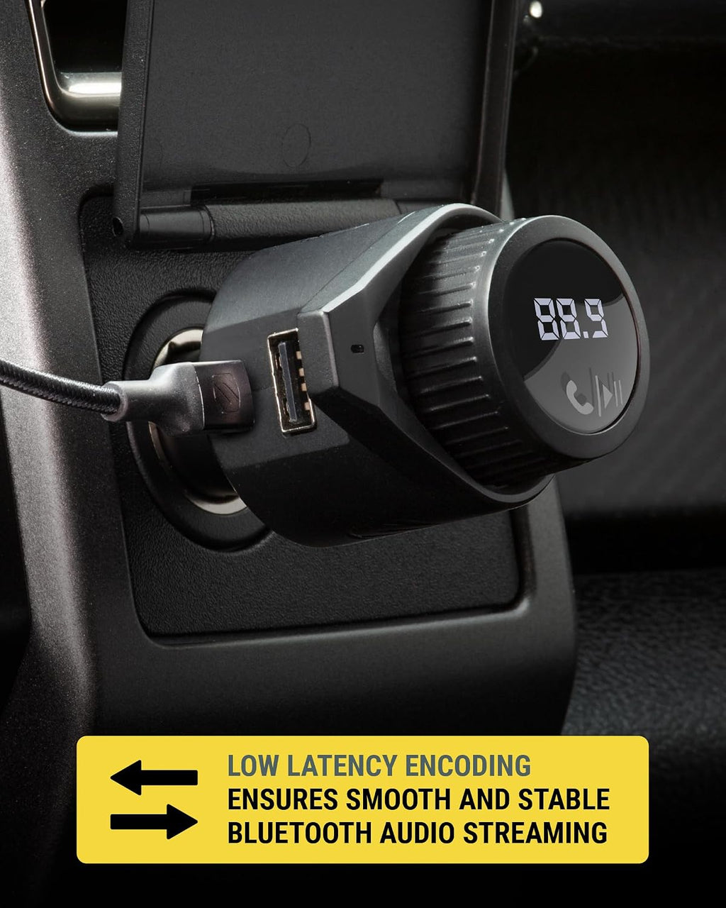 BTFM9 FM Bluetooth Transmitter Car, Dual 12W USB-C and USB-A Charging Ports, Fast Type C Car Charger, Wireless Radio