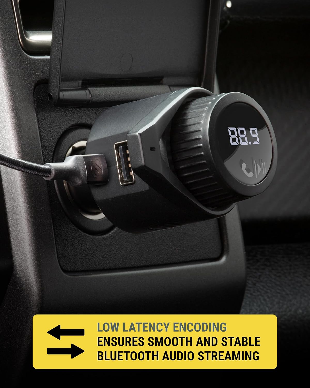 BTFM9 FM Bluetooth Transmitter Car, Dual 12W USB-C and USB-A Charging Ports, Fast Type C Car Charger, Wireless Radio