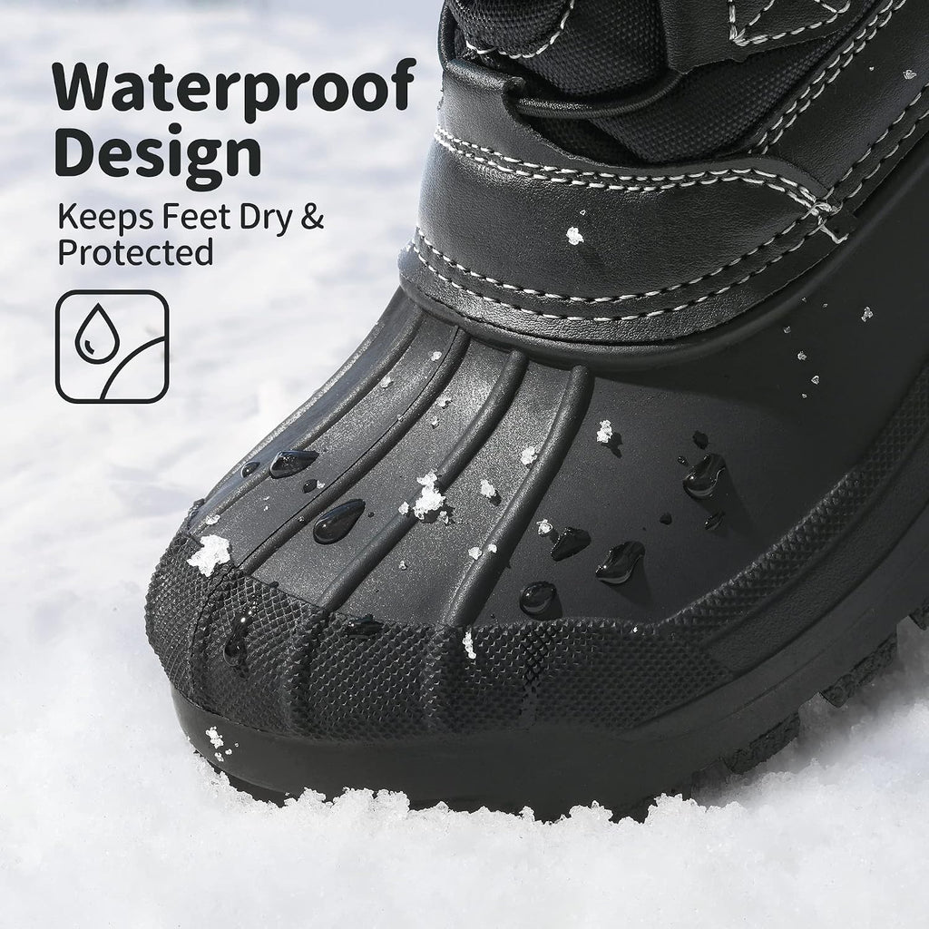 Unisex Snow Waterproof Winter Boots | Warm Faux Fur Lined Outdoor Secure Grip Anti Slip Outsole Easy Wear Windproof