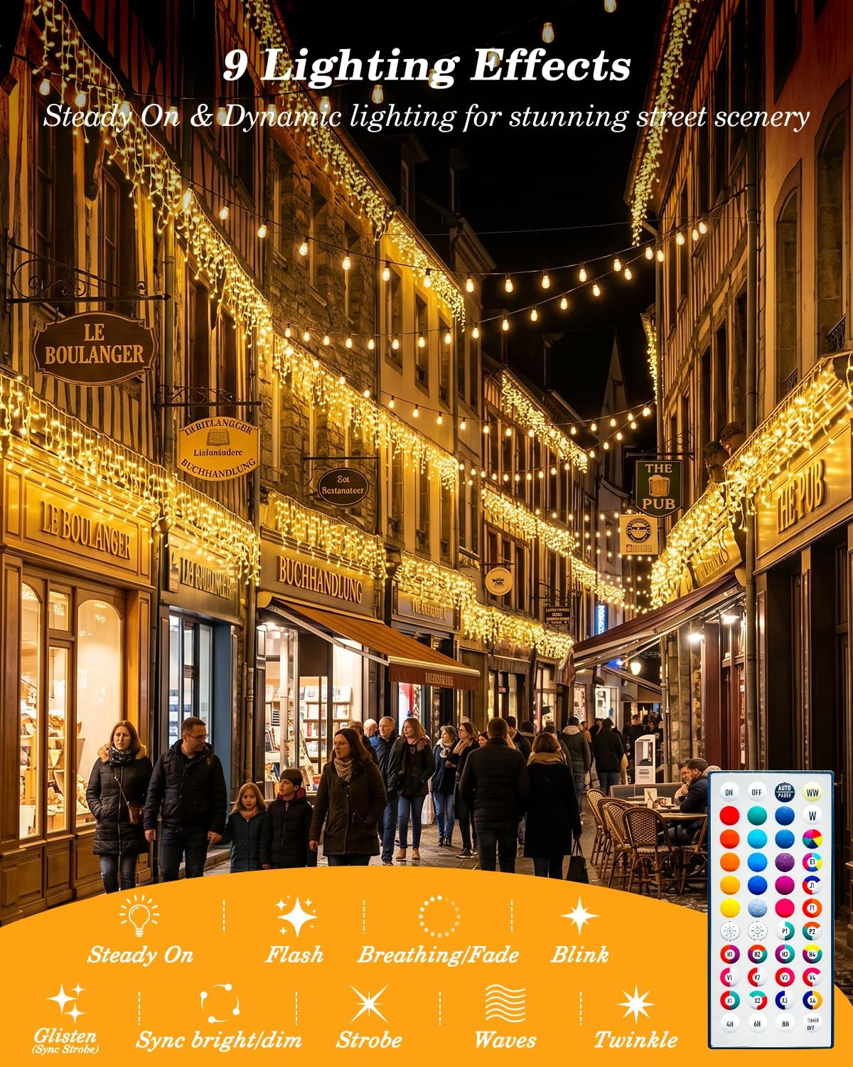 35 Colors Changing Icicle Lights for Outdoor Connectable, 26FT | Halloween Icicle Lights Outside with Remote Plug in