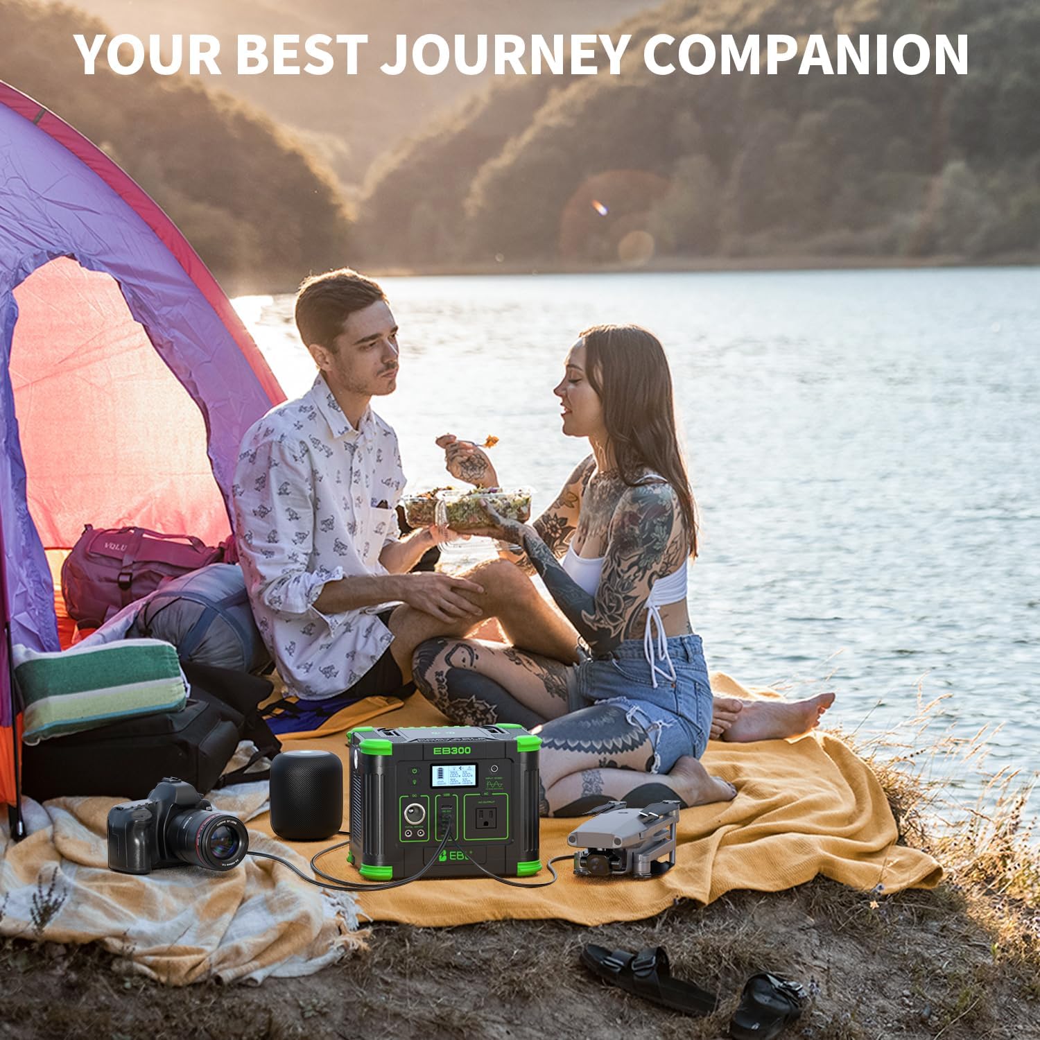 Portable Power Station, 330W 288.6Wh Solar Generator 60W USB-C PD, 5W Wireless Charger, SOS Emergency Light
