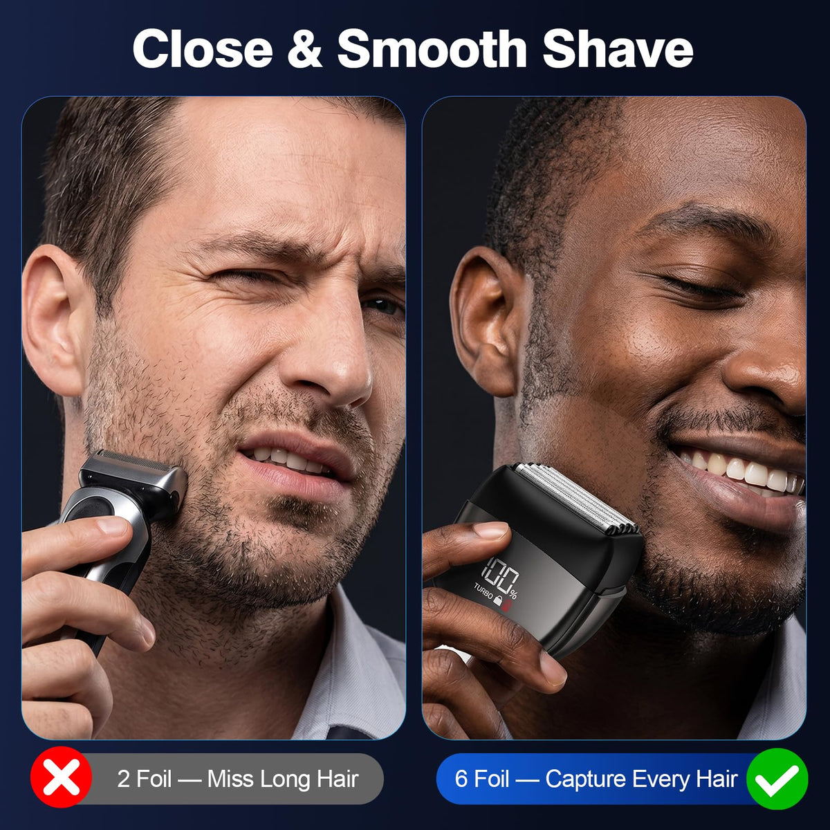 Electric Foil Shaver for Men, 6-Blade Electric Razor
