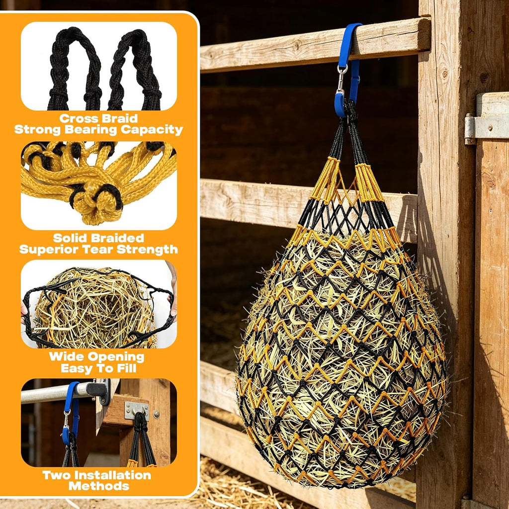 Hay Nets for Horses & Goats, 6 Pack Slow Feed Hay Bags, 3-4 Flakes