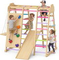 9-in-1 Indoor Playground for Toddlers, Montessori Wooden Jungle Gym Kids Climbing Indoor with Slide, Swing, Monkey