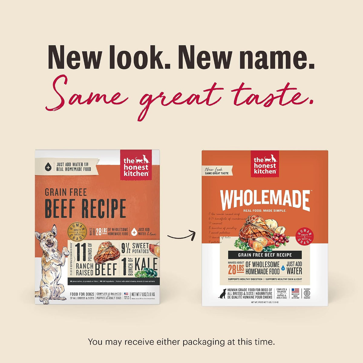 Wholemade Grain Free Beef Recipe, Human Grade Dehydrated Dog Food, Just Add Water, Supports Healthy Digestion, Skin &