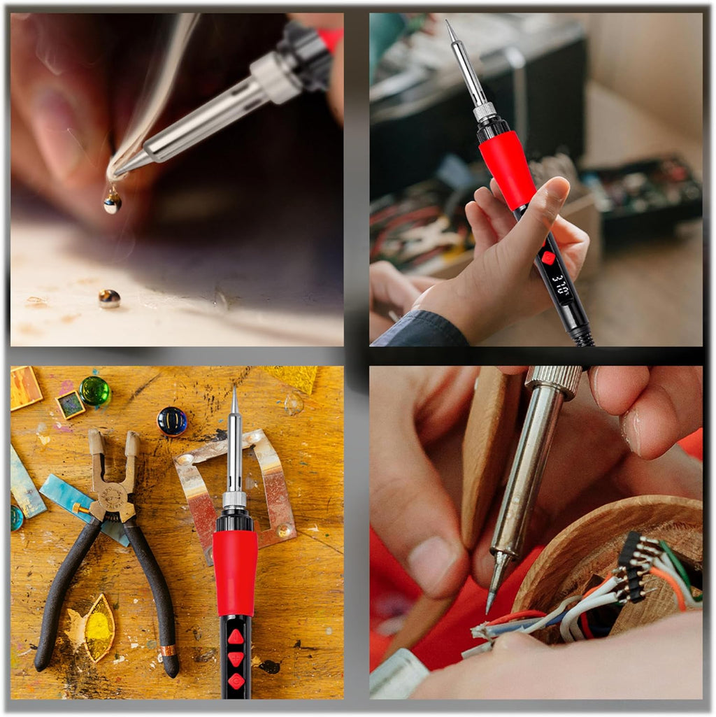 Soldering Iron Kit, 60W LED Display Digital Solder Pen, 5 Replaceable Tips, 21-in-1 Fast Heating with Solder Wire