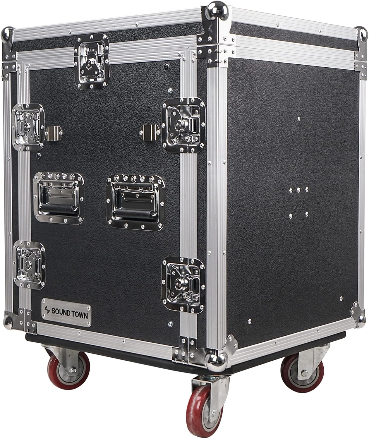 Enhanced 1/2" (12mm) Plywood 12U PA DJ Rack/Road Case with 11U Slant Mixer Top, 20’’ Rackable Depth, DJ Work Table