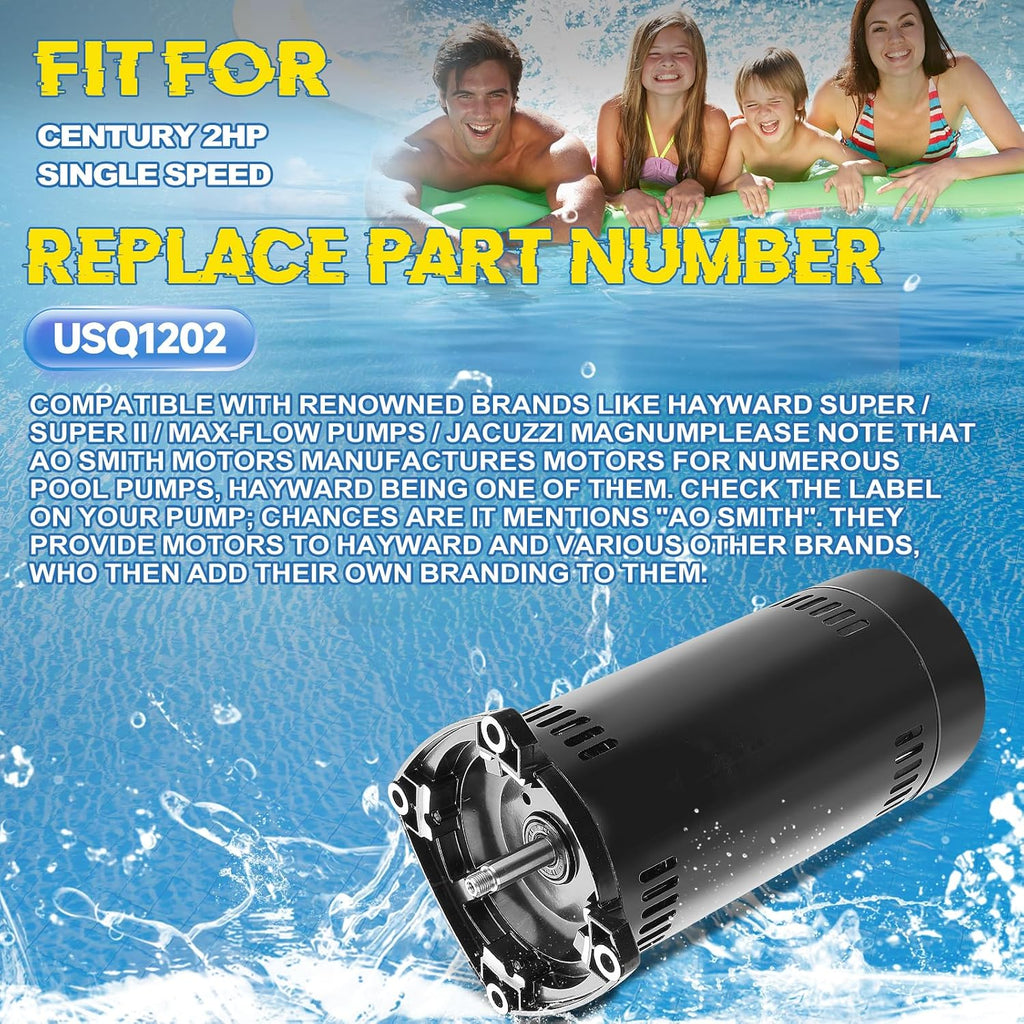 USQ1202 Pool Pump Motor 48Y Frame Fit for A.O. Smith/Century 2HP Motor