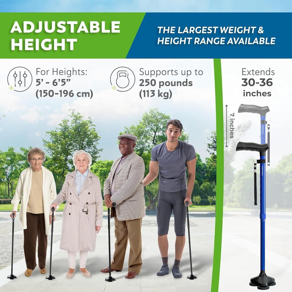Walking Cane for Men & Women Foldable, Adjustable, Heavy Duty, Free Standing, All Terrain, Collapsible Walking Sticks