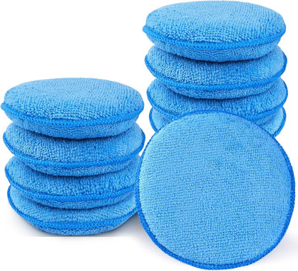Microfiber Wax Applicator Pads, 5 Inch Round Foam Buffing & Detailing Polishing Pads, Reusable Car Wax Applicator for
