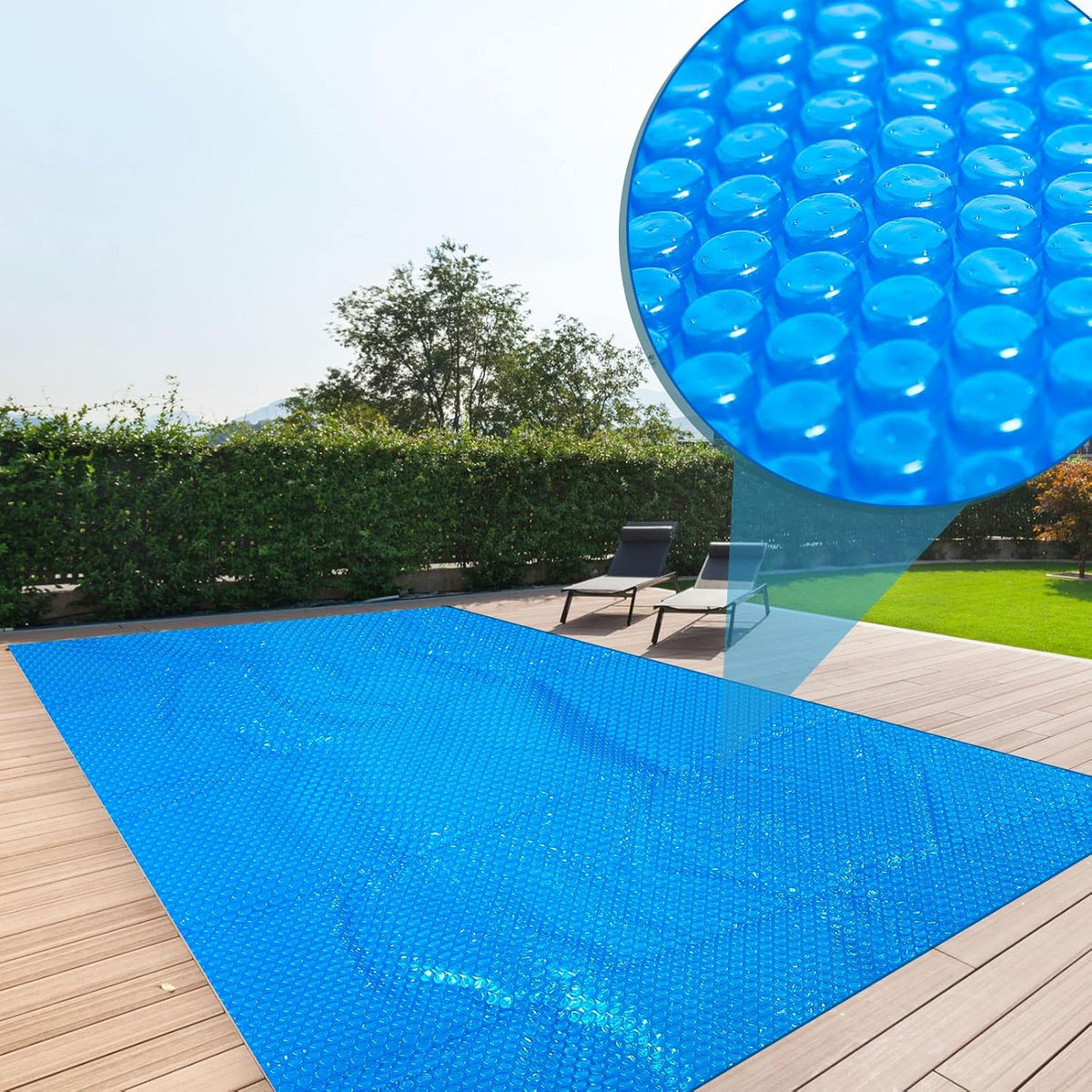 12 x 24 ft Blue Rectangle Solar Pool Cover 16 Mil Solar Blanket for Above Ground Inground Pools Heavy Duty Floating