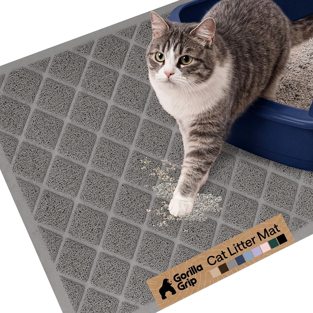 Cat Litter Box Mat, Cushioned Coil Mesh Litter Trapping Mats, Scatter Control Supplies for Less Mess, Phthalate Free