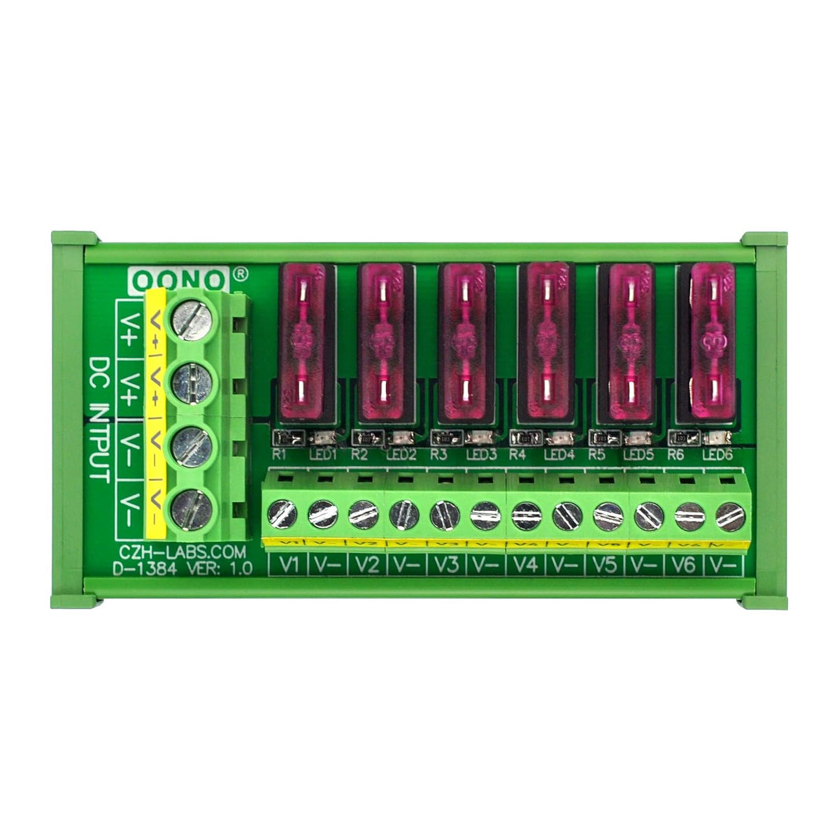 DC Power Fuse Distribution Strip Module (6 Position, DIN Rail Mount)