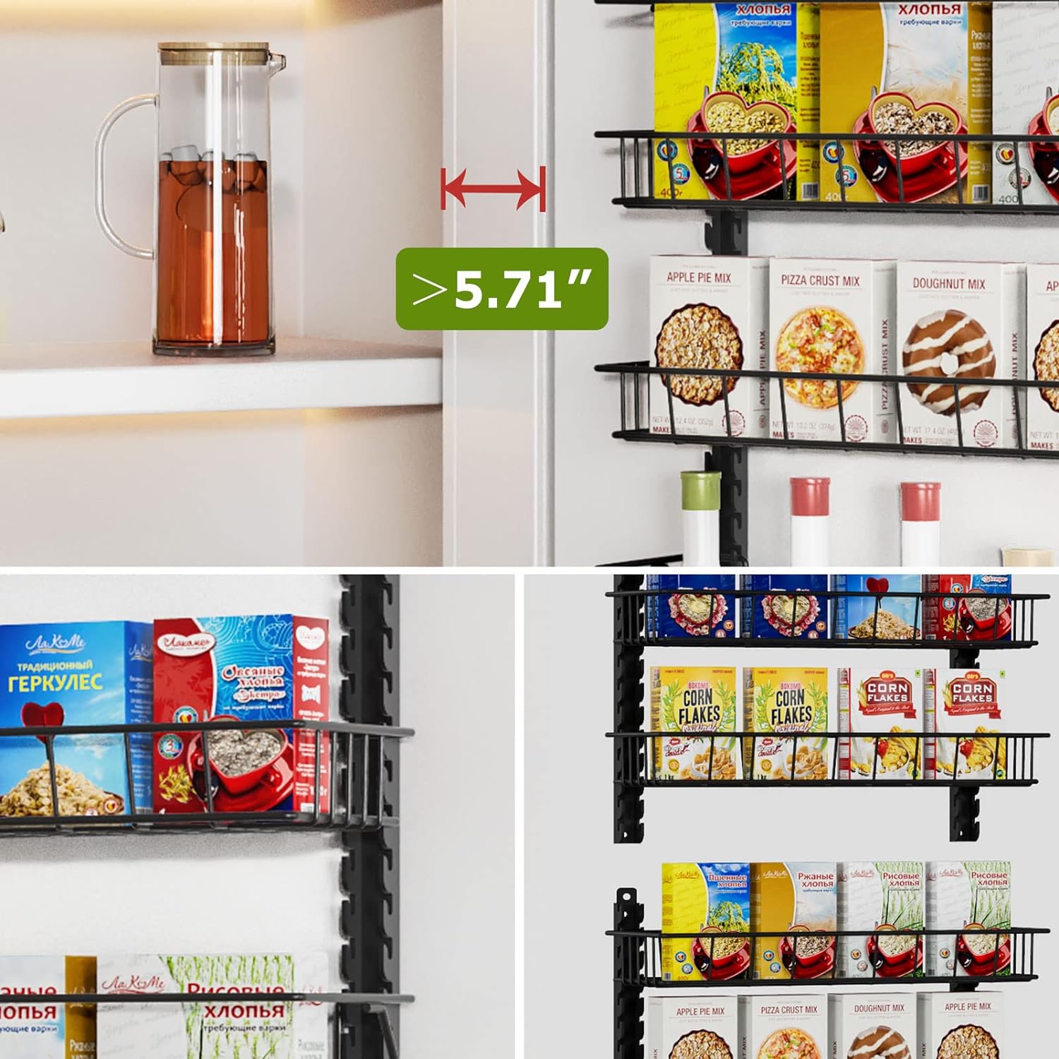 Over the Door Pantry Organizer Rack with 9 Adjustable Baskets, 9 Tiers Dual-use Hanging or Wall Mount Spice Rack