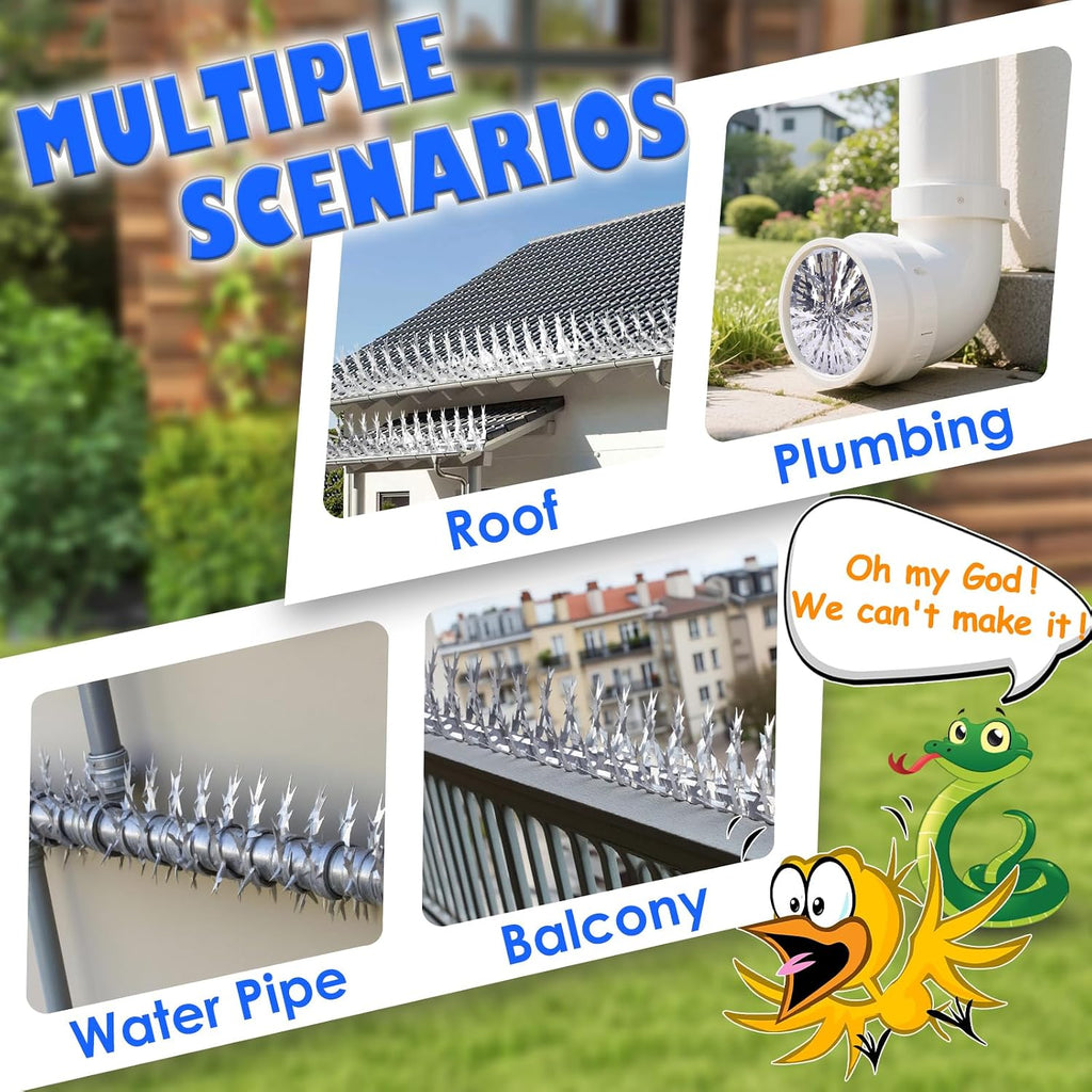 Bird Spikes for Outdoor – 5 FT Stainless Steel Pigeon Spikes to Help Keep Birds, Squirrels, and Woodpeckers Away –
