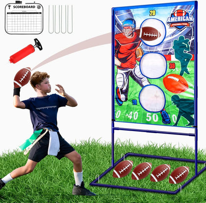 Football Toss Game with 4 Inflatable Balls Sports Outdoors Toys for Boys | Football Games Throwing Target Backyard
