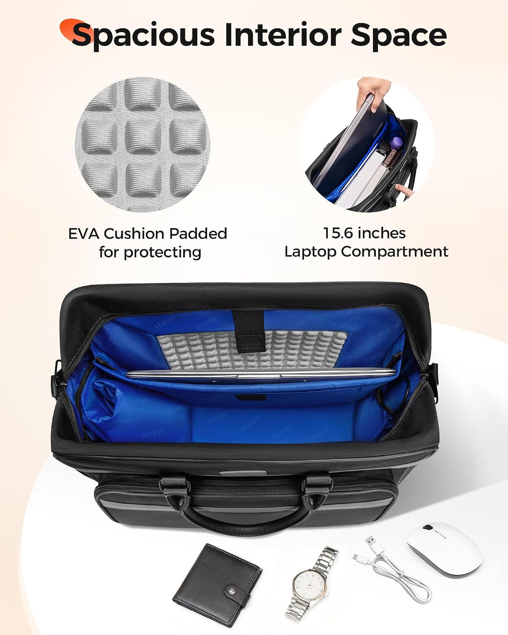 Laptop Bag with Insulated Lunch Compartment, 16 Inch Men Lunch Bags for Work, Water Resistant Anti Theft Business