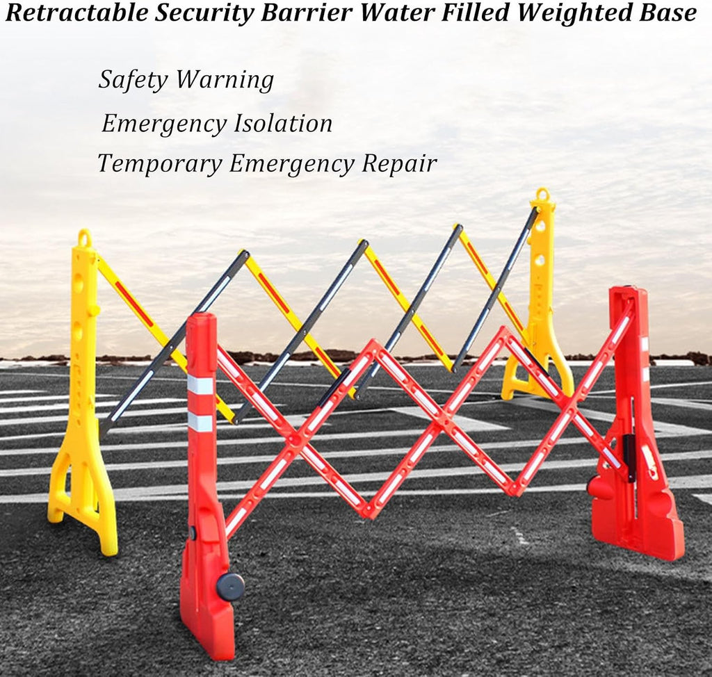 Traffic Barricade Fence with Weighted Base, Safety Barricade for Outside | Expandable Mobile Barricade System