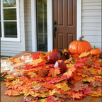 300PCS Artificial Maple Leaves 6 Assorted Mixed Fake Fall Maple Leaf