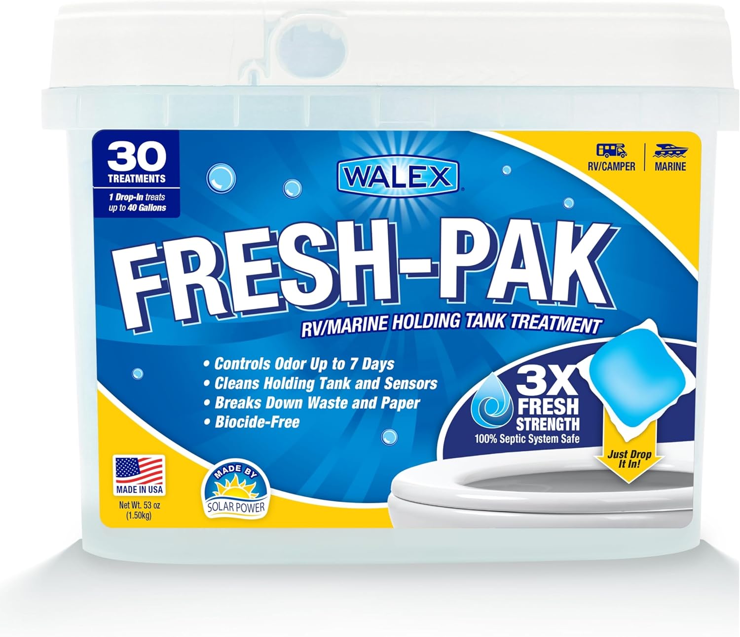 Fresh-Pak RV/Marine Holding Tank Treatment - Black Water Holding Tank Deodorizer for Rapid Breakdown of Waste &