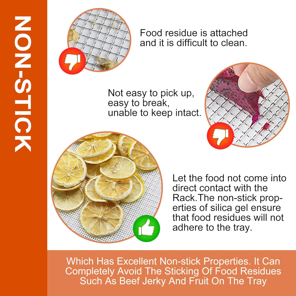 Pack of 5 Premium Non Stick Silicone Dehydrator Sheets for Fruit Dryer Mesh