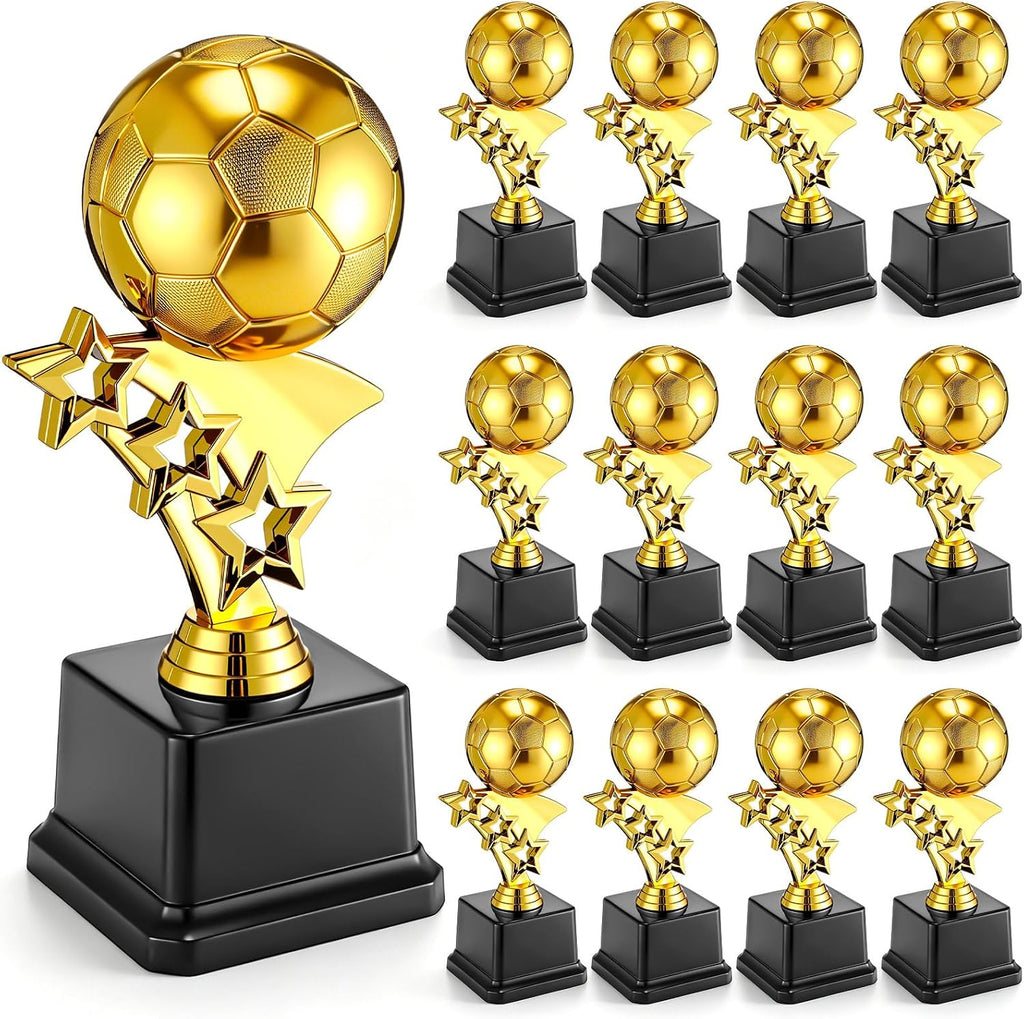 Soccer Trophies for Awards, 7.4 Inch Tall Gold Participation Plastic Trophy Cups Sports Tournament Contest Trophies