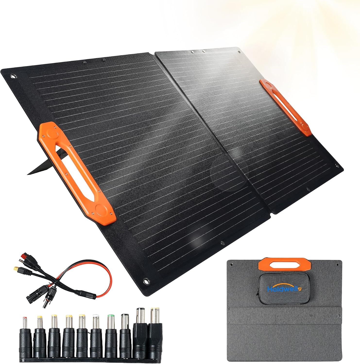 100W Portable Solar Panel for Power Station, 25% High Efficiency ETFE Foldable Solar Panel Charger, QC3.0, USB-C 66W