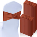 100Pcs Spandex Chair Sashes Bow Elastic Band Ties, Terracotta