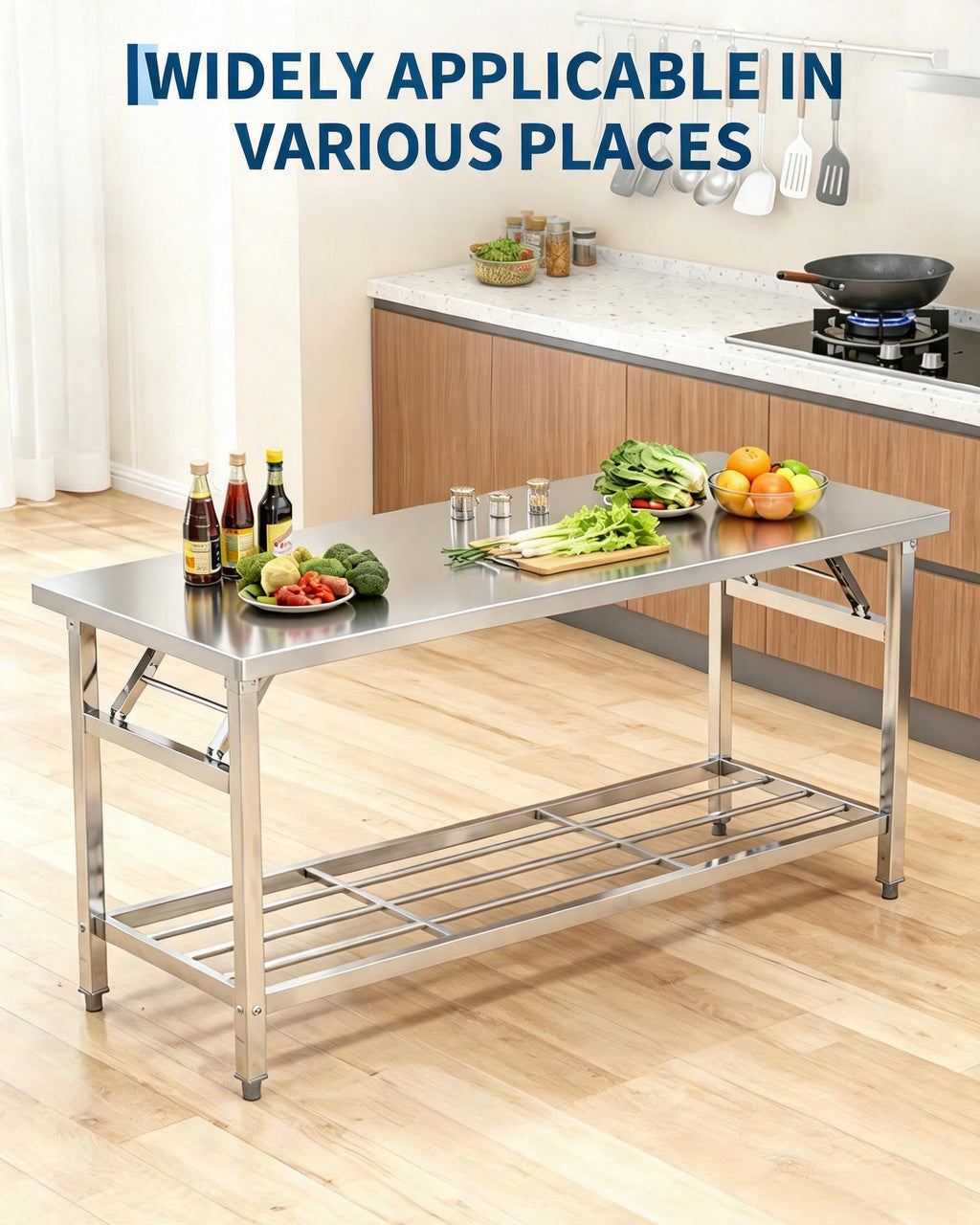 72 x 24" Stainless Steel Folding Prep Table,700 LBS Commercial Work Table