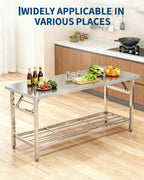 72 x 24" Stainless Steel Folding Prep Table,700 LBS Commercial Work Table