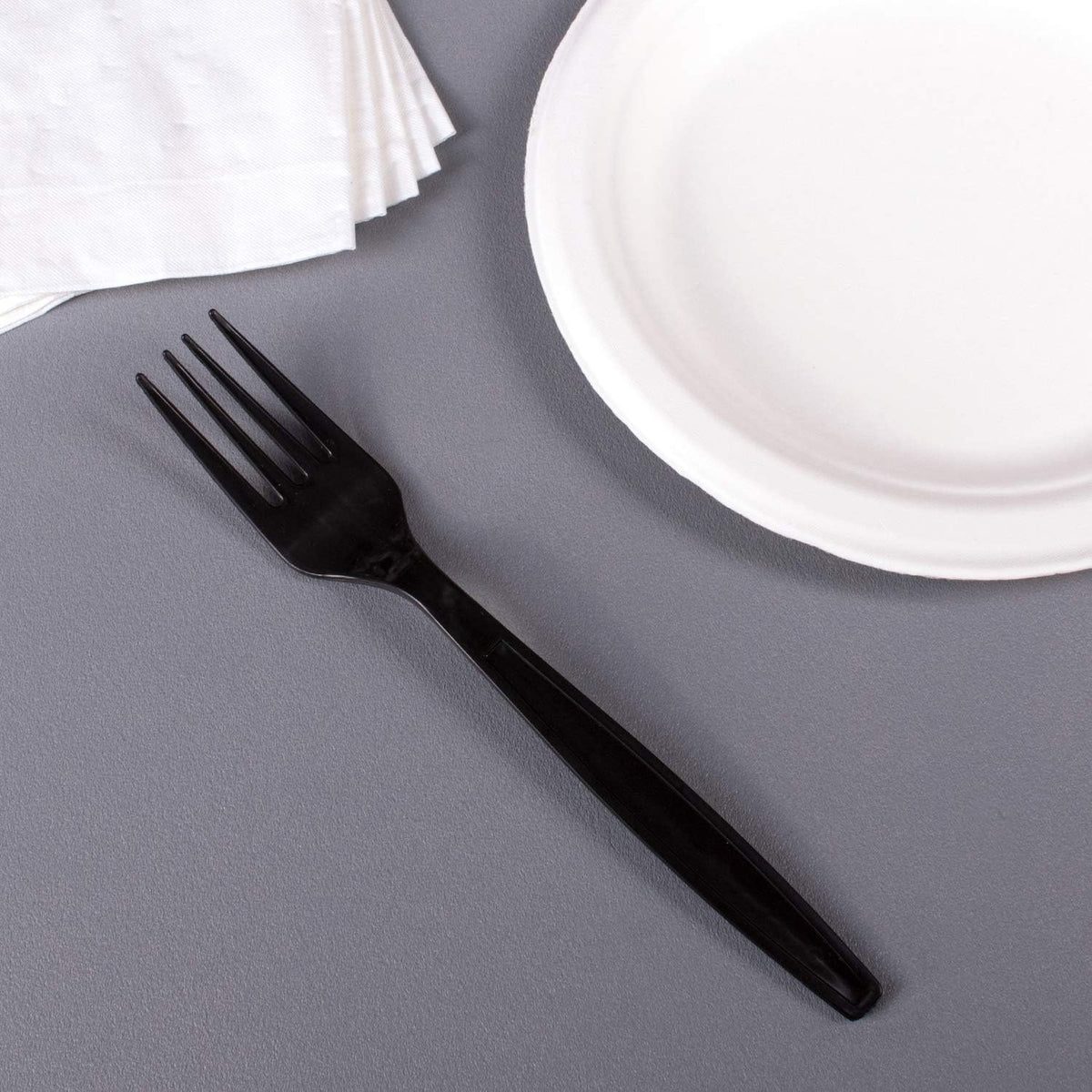 U2030 7" Extra-Heavy Weight Disposable Fork - Black (Case of 1000)