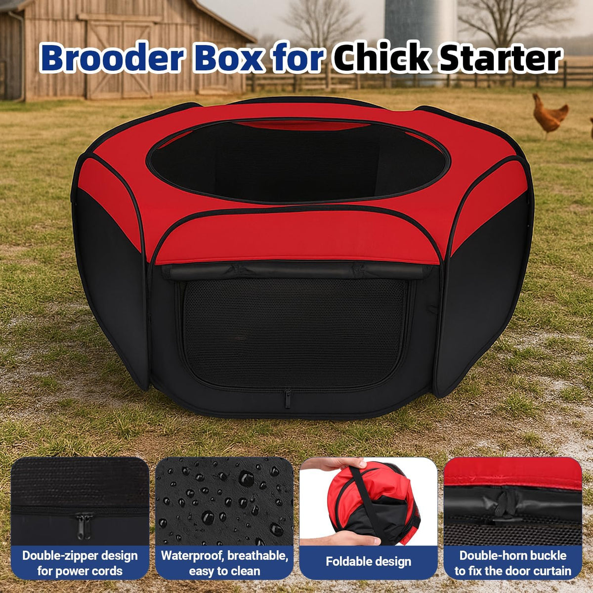 Brooder Box for Chicks, Large Pop Up Chick Brooder Starter Kit