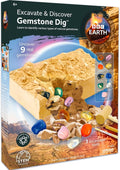 BBC Earth Excavate & Discover Gemstone Dig, Dig Up 9 Real Gemstones & Make Keychains, Rock Digging Excavation Kit
