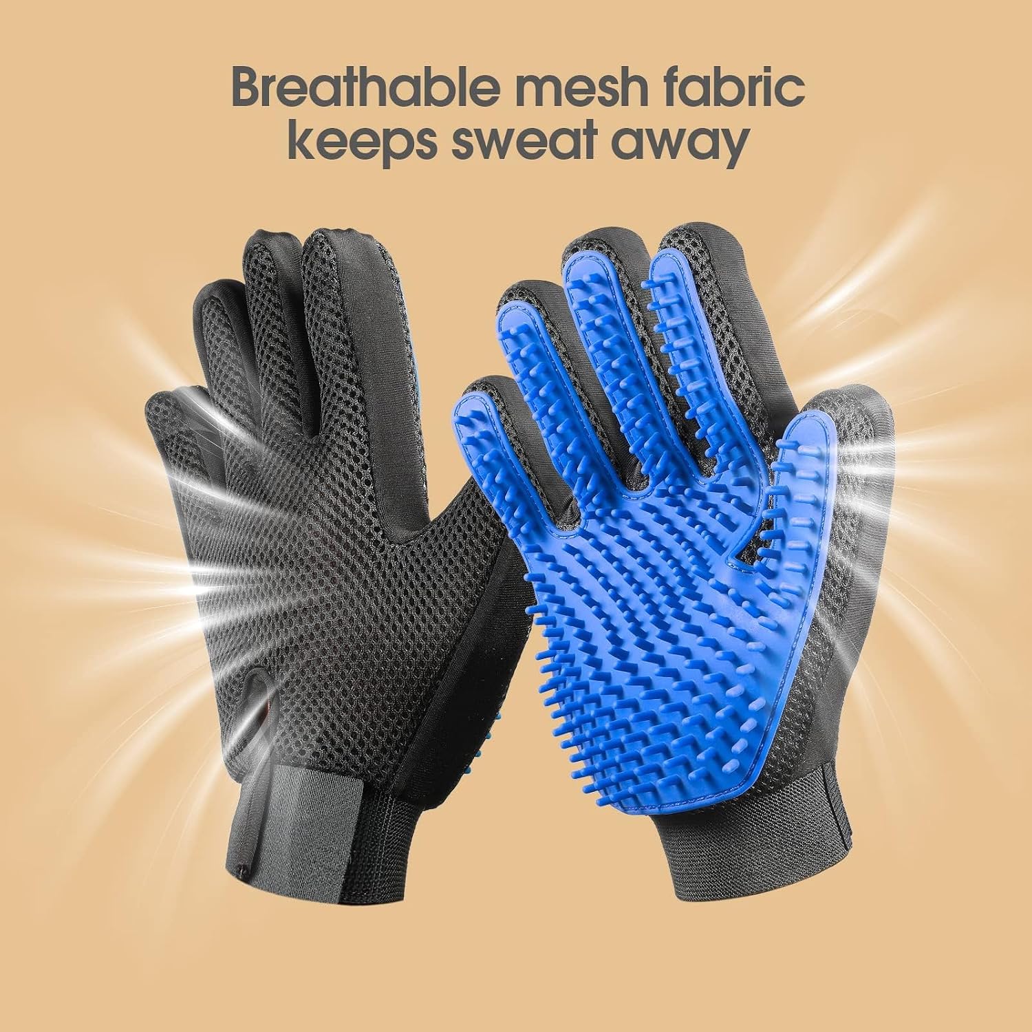 Upgrade Efficient Pet Hair Remover Gloves - Gentle Shedding Brushes for Dogs, Cats & Horses with Long and Short Hair