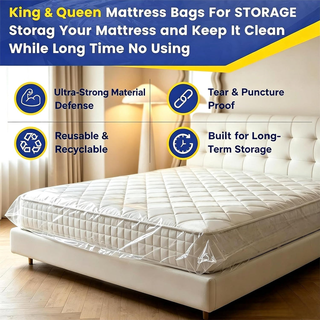 2PK Plastic King Mattress Bags for Moving,Extra Thick
