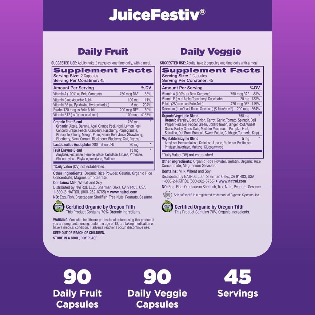 JuiceFestiv, Vitamins and Supplements for Nutrition & Well-Being, Antioxidants for Cellular Health, 90 Capsules