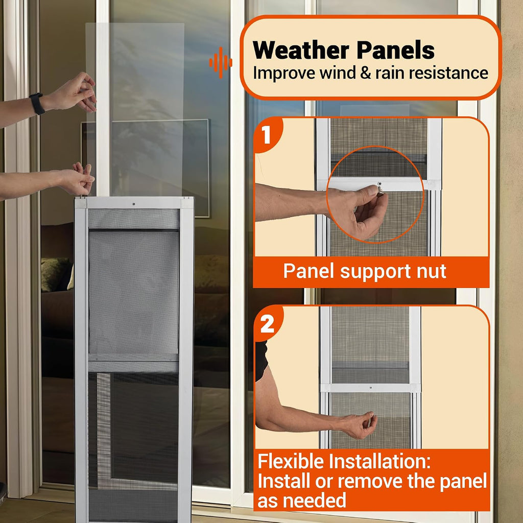 XL Dog Door for Sliding Glass Door, Extra Large Patio Doggy Door Insert for Sliding Door, Height Adjustable from 44"