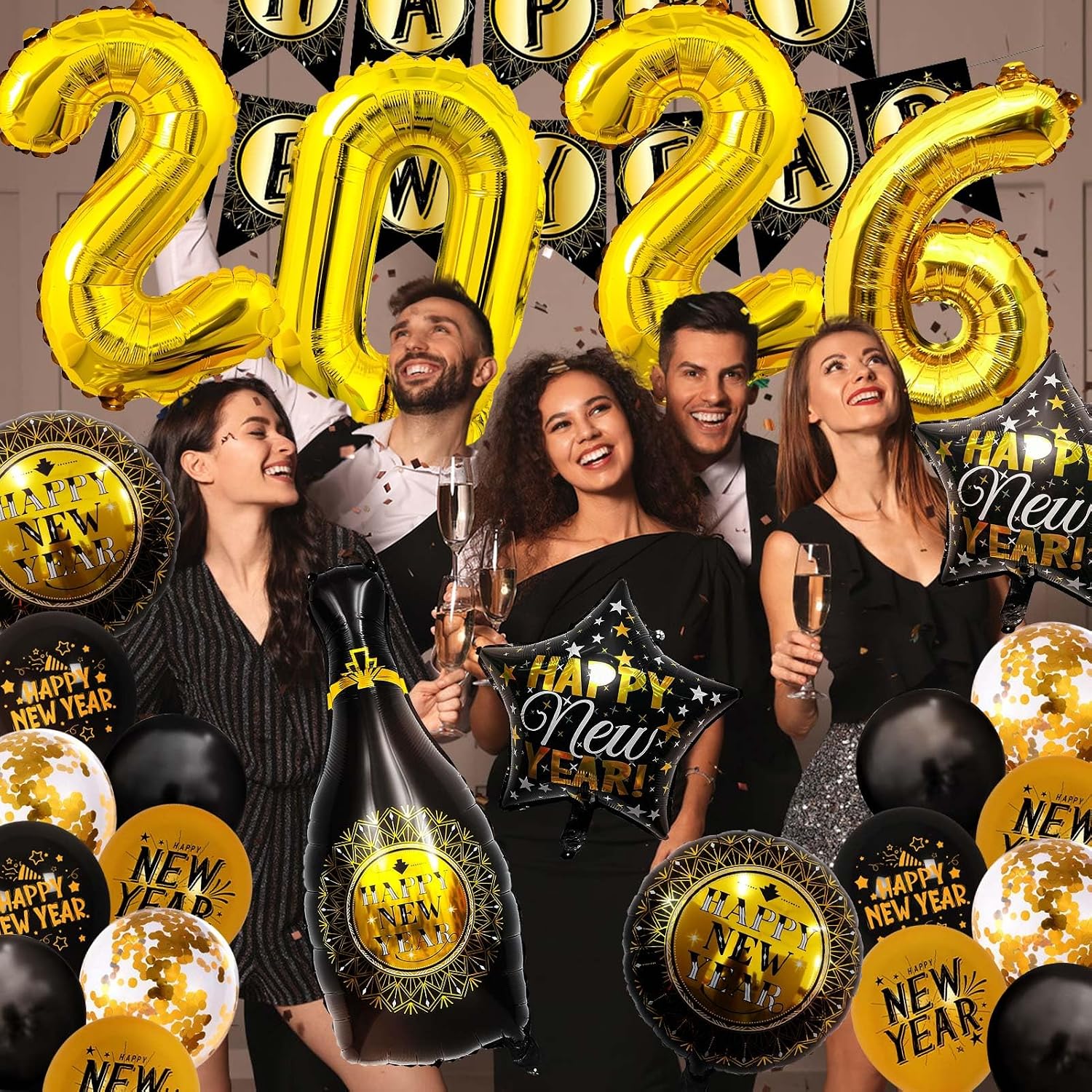 New Years Decorations Party Supplies 2026 30PCS Happy New Years Eve Balloons Decorations for 2026 Photo Props Party