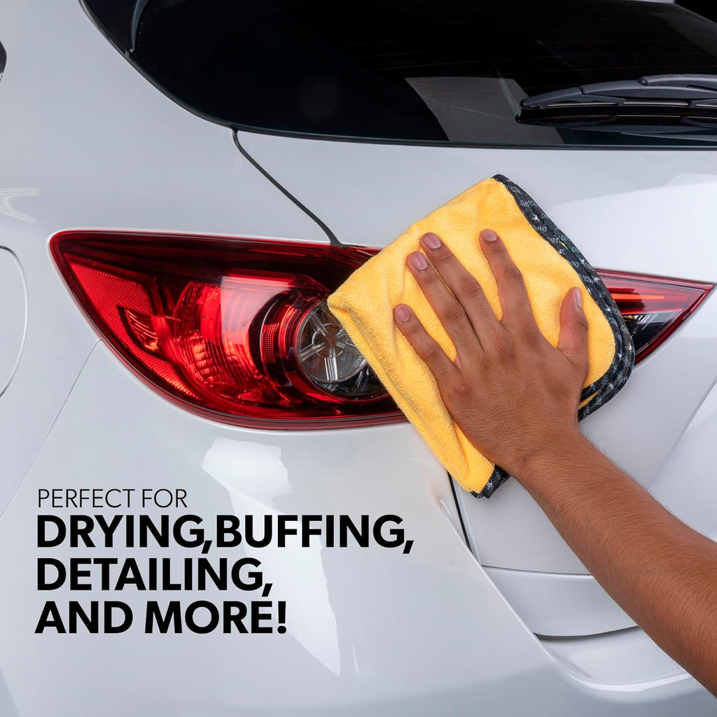 Professional Grade Premium Microfiber Towels for Cars, Gold, 16" x 16", Ultra-Soft and Scratch-Free Car Detailing