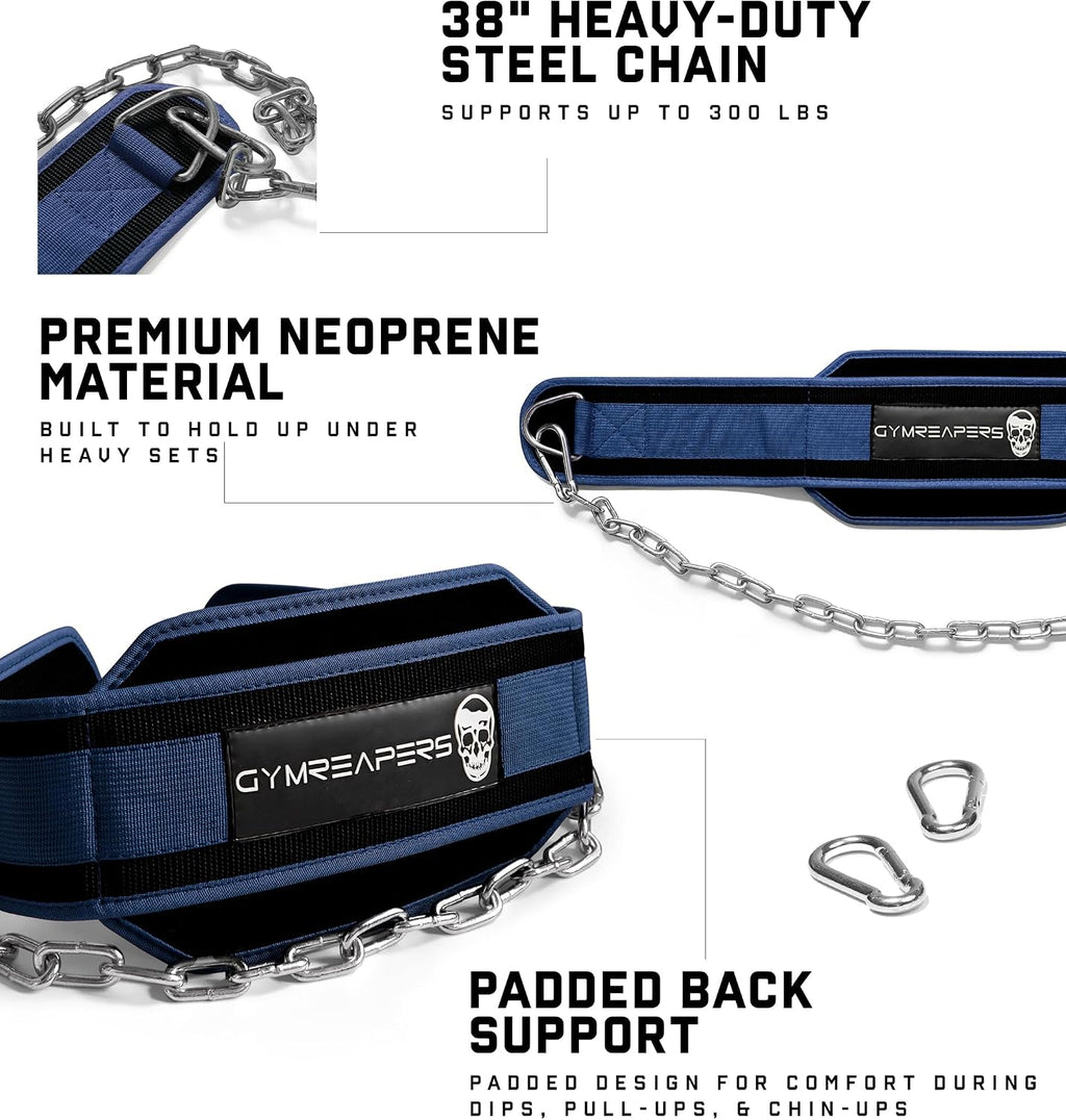 Gymreapers Dip Belt With Chain For Weightlifting, Pull Ups, Dips - Heavy Duty Steel Chain For Added Weight Training